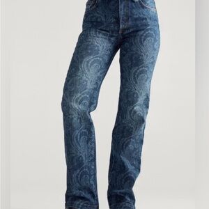 Tecovas high rise Women's Blue Paisley Straight Leg Jeans